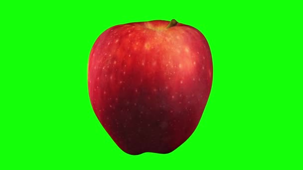 3D render (için yeşil ekran anahtarlama) yeşil arka plan üzerinde dönen bir "Red Delicious" Apple. Video sorunsuz döngü. - Video, Çekim