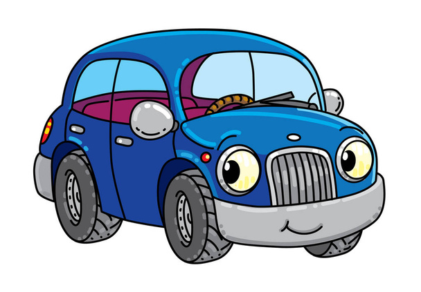Funny small car with eyes. - Vector, Image