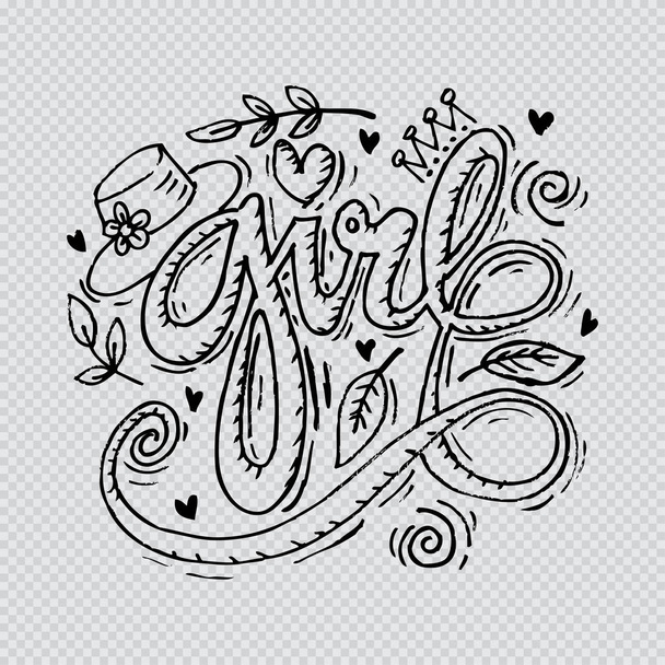 Girl hand lettering typhography. - Photo, Image