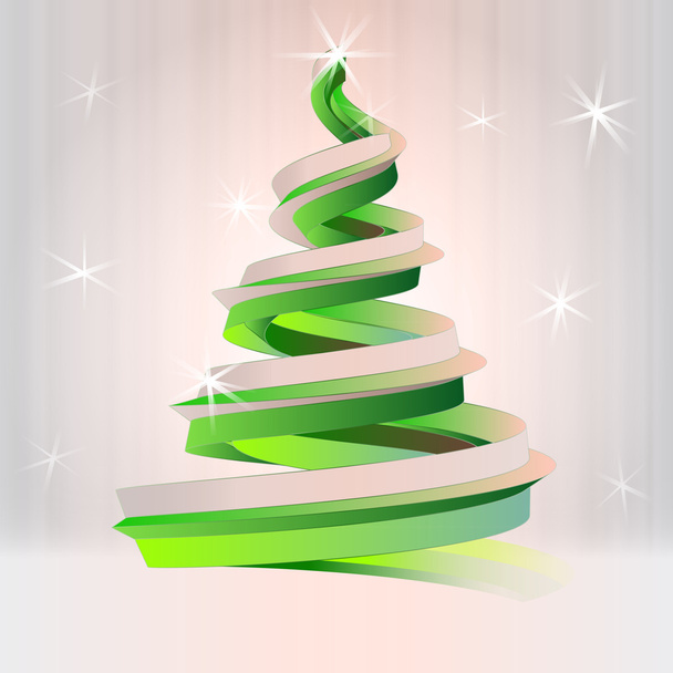 Green christmas tree graphics on glittering background vector - Vector, Image