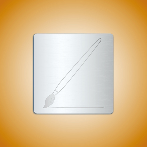 Metal icon of brush on yellow background - Vector, afbeelding