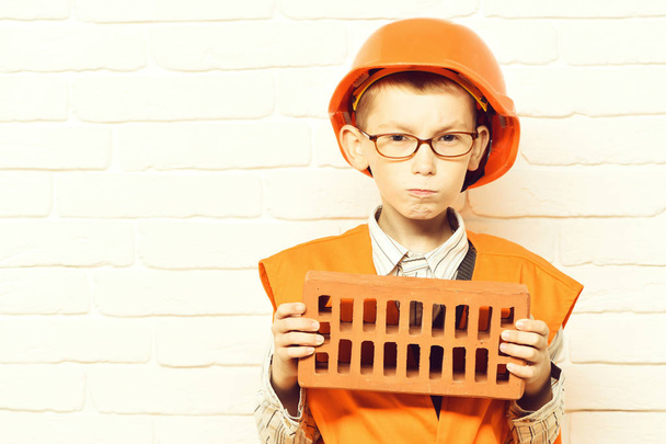 young cute builder boy - Foto, Imagen