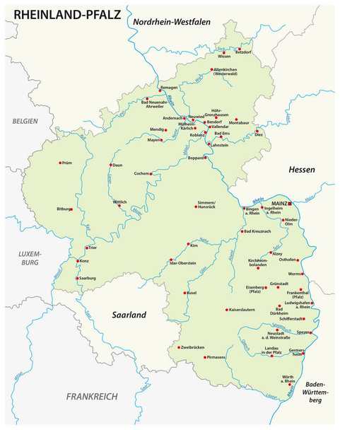 Carte Rhénanie-Palatinat en langue allemande
 - Vecteur, image
