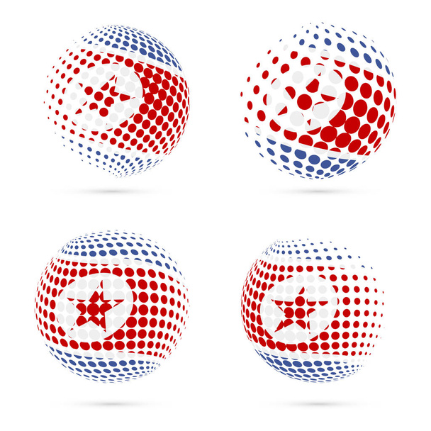 North Korea halftone flag set patriotic vector design 3D halftone sphere in North Korea national - Vektor, obrázek