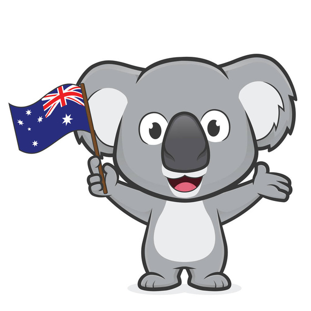 Koala sosteniendo bandera australiana
 - Vector, imagen