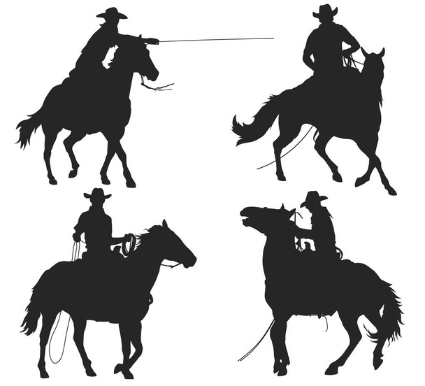 Ковбой с лассо на лошади
 - Вектор,изображение