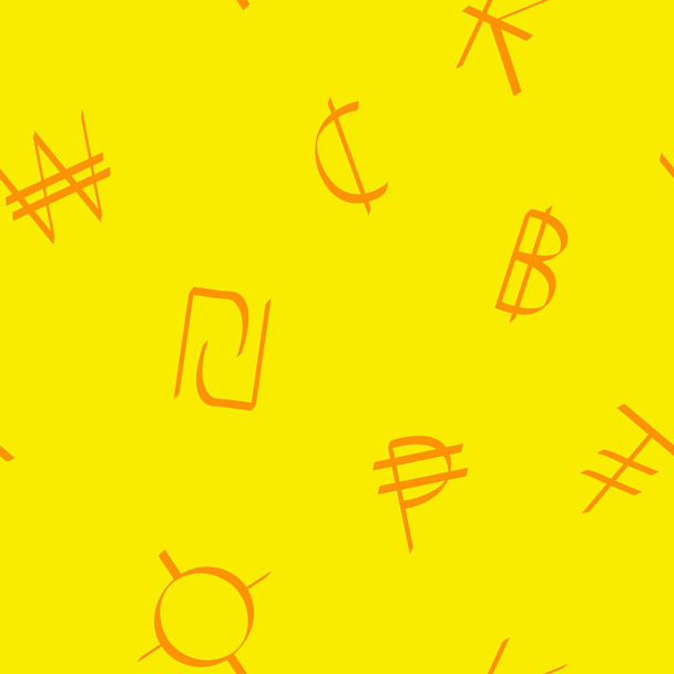 Padrão sem costura com símbolos de moeda mundial
  - Vetor, Imagem