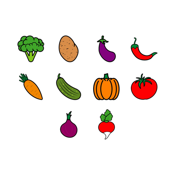 icono de verduras conjunto - Vector, imagen