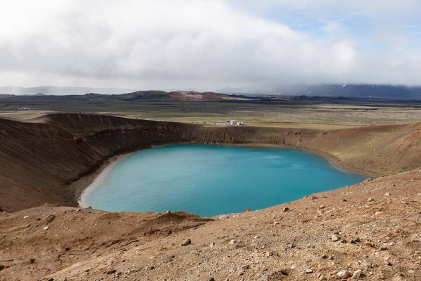 Viti crater Krafla volcanic area Myvatn Northern Iceland Bright blue waters of the lake inside - Φωτογραφία, εικόνα
