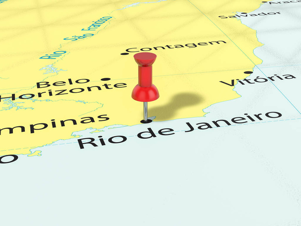 Anstecknadel auf der Karte von Rio de Janeiro - Foto, Bild