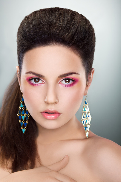 Glamorous Adorable Woman Looking - Bright Make-up, Fresh Young Face - Photo, image