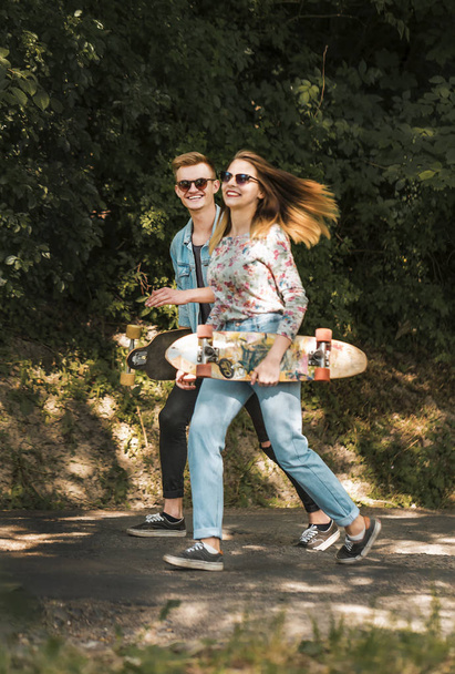 Hipster Couple with Boards - Photo, Image
