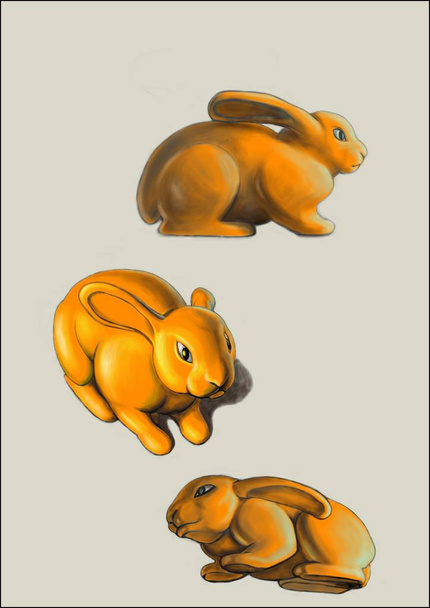 drei gelbe Kaninchen - Foto, Bild