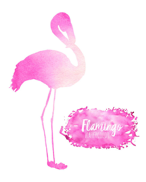Watercolor pink flamingo silhouette illustration - Valokuva, kuva