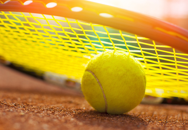 tennis ball on a tennis court - Photo, Image