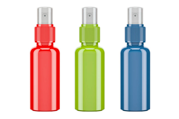 Set of colored spray bottles, 3D rendering - Foto, Imagem