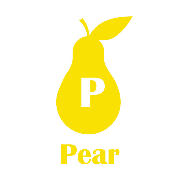 Kids alphabet in flat style. P - Pear - Vector, Imagen