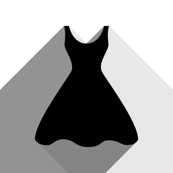 Woman dress sign. Vector. Black icon with two flat gray shadows on white background. - Vector, Image