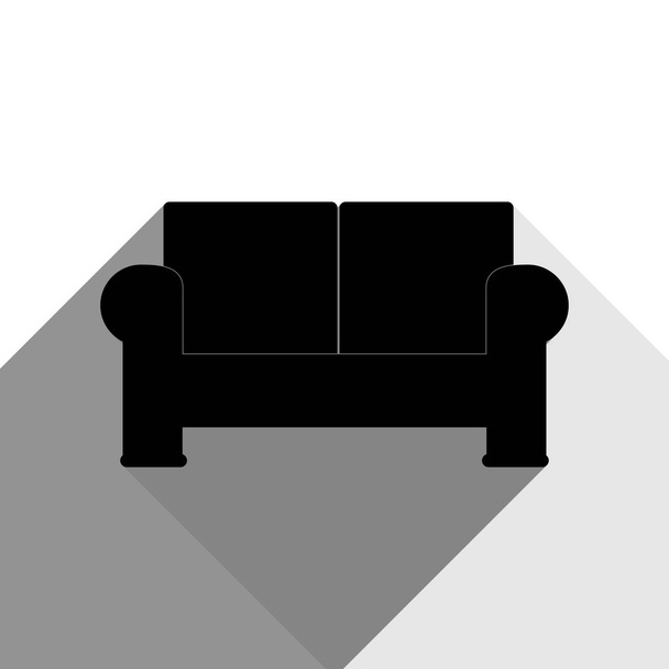 Sofa sign illustration. Vector. Black icon with two flat gray shadows on white background. - Vector, Image