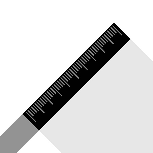 Centimeter liniaal teken. Vector. Zwarte pictogram met twee platte grijze schaduw op witte achtergrond. - Vector, afbeelding