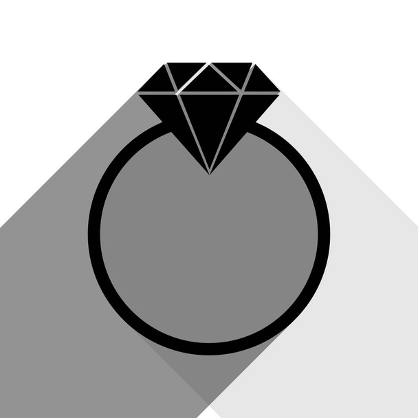 Diamant-Zeichen-Illustration. Vektor. schwarzes Symbol mit zwei flachen grauen Schatten auf weißem Hintergrund. - Vektor, Bild