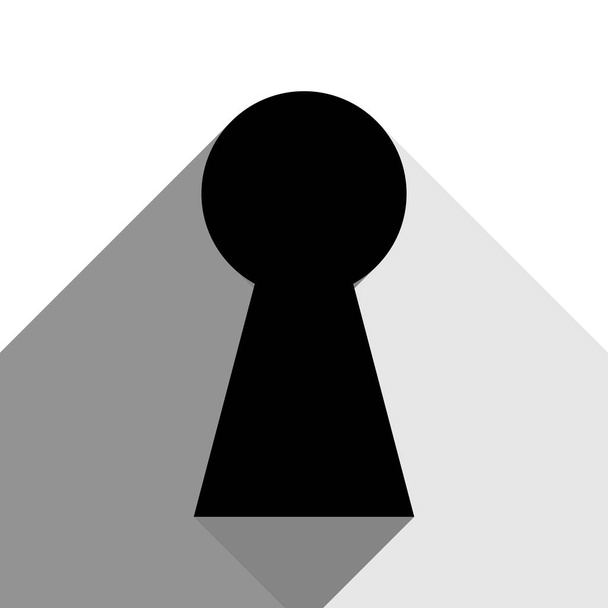 Schlüssellochschildillustration. Vektor. schwarzes Symbol mit zwei flachen grauen Schatten auf weißem Hintergrund. - Vektor, Bild