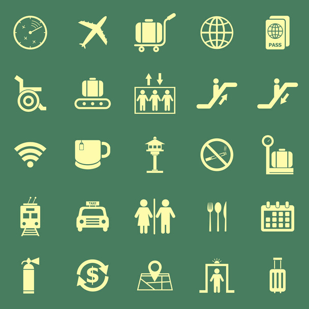Icônes couleur aéroport sur fond vert
 - Vecteur, image
