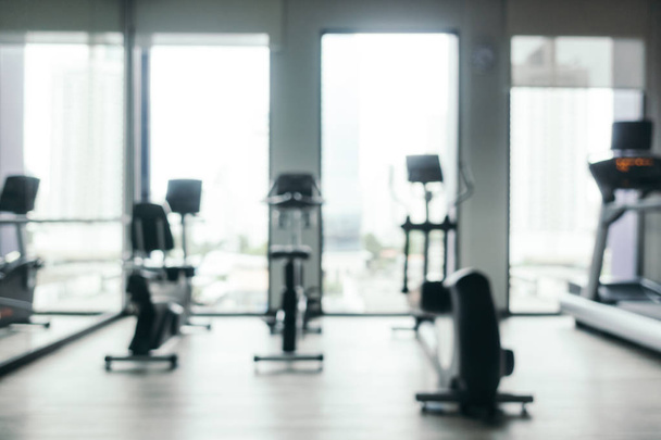 Abstract blur and defocused gym equipment and fitness room inter - Photo, Image