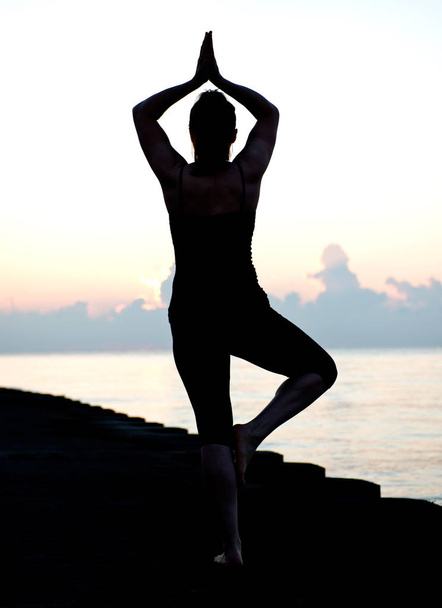 Młoda kobieta aktywna Praktykuje jogę - Zdjęcie, obraz