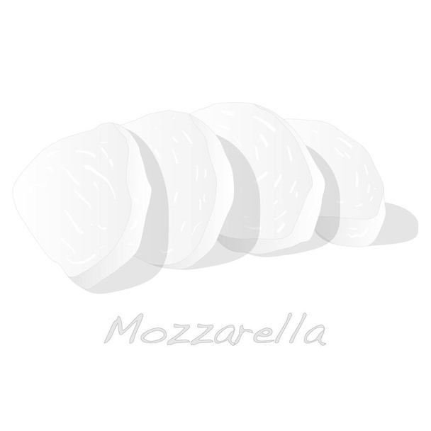 Pedazo de mozzarella blanca aislada
 - Vector, Imagen