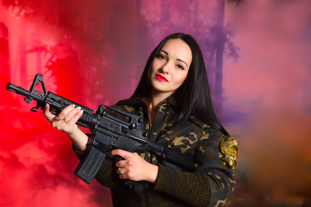  woman in military style - Fotografie, Obrázek