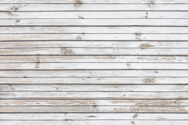 白い水平の背景として木造バテンを塗装 - 写真・画像