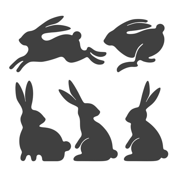 Silhouette of Rabbit set - Vector, Image