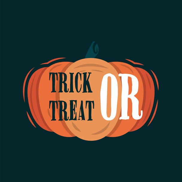 Trick Or Treat title on a pumpkin. - Vector, afbeelding