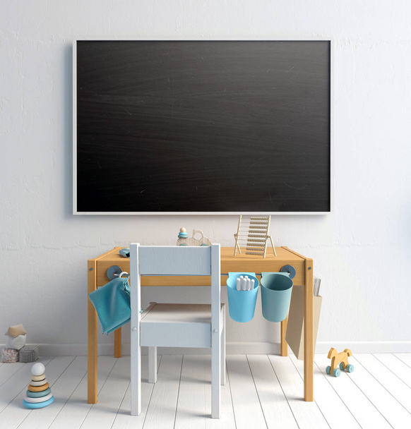 Mock up blackboard in interior of the child. playroom. modern st - Fotó, kép