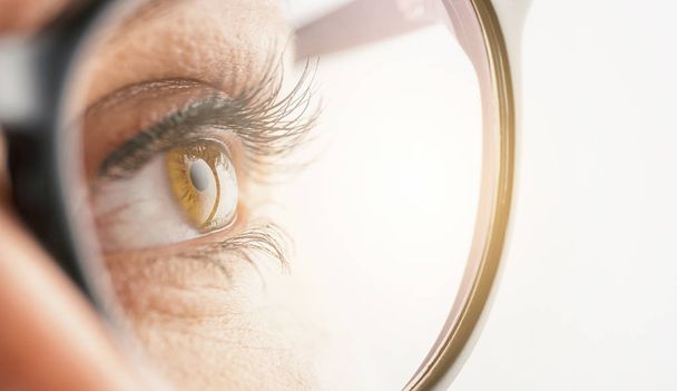 Occhio femminile con occhiali - Vision concept image
 - Foto, immagini