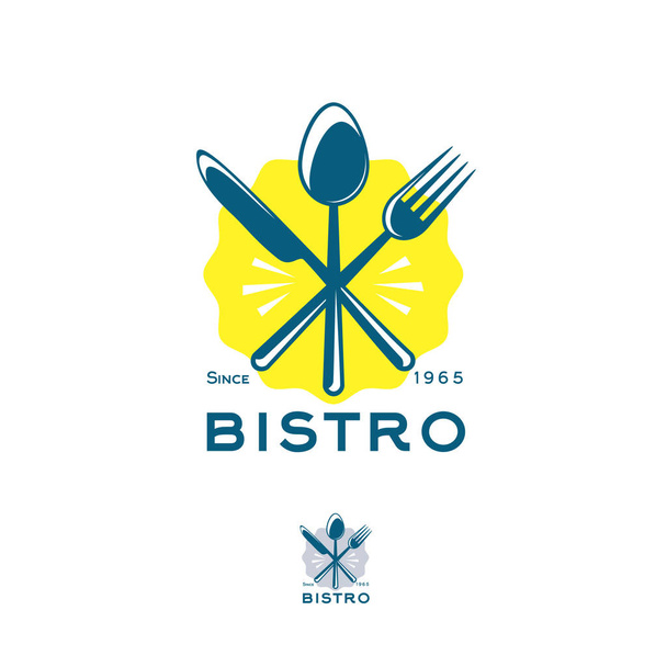 ビストロ レストランのロゴ。スナック エンブレム.  - ベクター画像