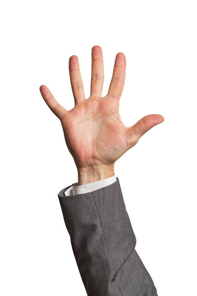 mano de hombre de negocios aislado mostrando el número cinco
 - Foto, imagen