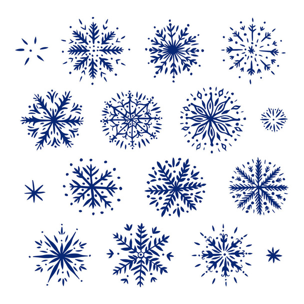 Jeu de flocons de neige dessinés à la main.Illustration vectorielle
. - Vecteur, image