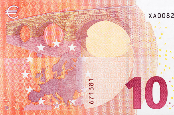 Macro details of ten euro banknote. - Photo, Image