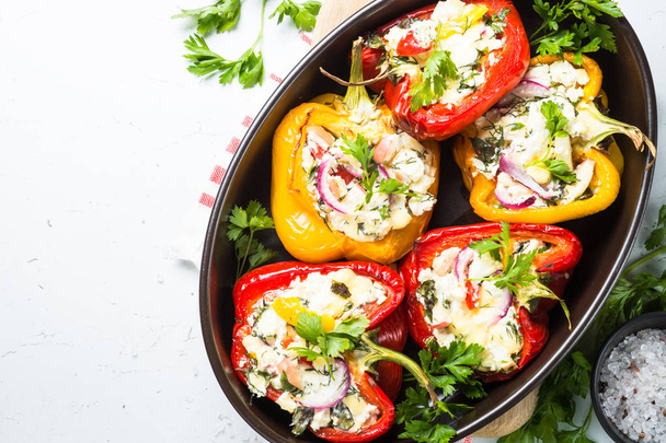 Stuffed paprika peppers with cheese and herbs. - Φωτογραφία, εικόνα