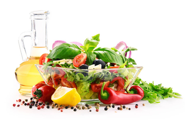 Composition with vegetable salad bowl. Balanced diet - Valokuva, kuva