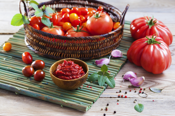 tomato sauce  on table - Photo, Image