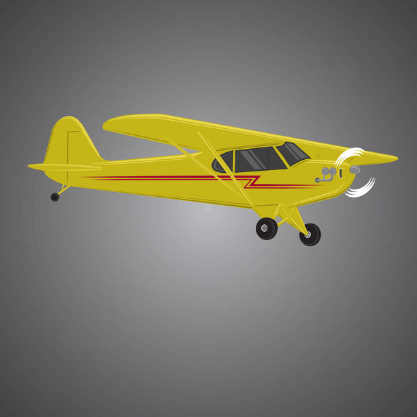Small plane vector illustration. Single engine propelled aircraft. Air tours wehicle - Διάνυσμα, εικόνα