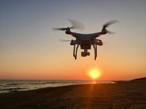 Drone flying on beach - Φωτογραφία, εικόνα