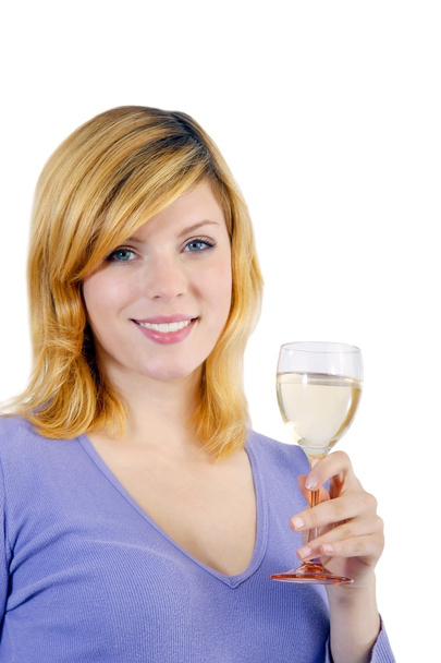 Girl drinking from a glass of wine - Foto, imagen