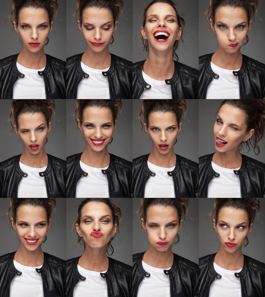 collage of beautiful woman 's faces
  - Фото, изображение