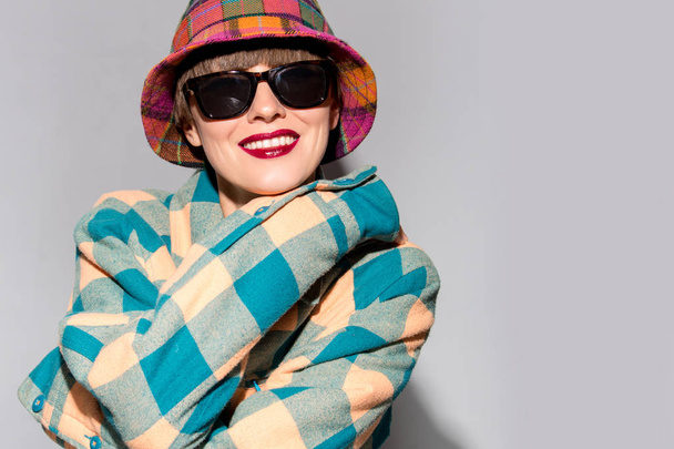 Young stylish woman in coat and hat - Foto, Imagem