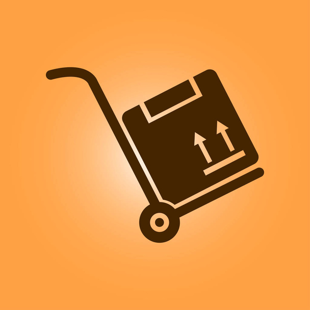 Hand truck with cardboard box. - Vector, Image