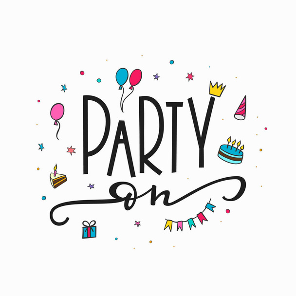 Happy Birthday Party Schriftzug Typografie - Vektor, Bild